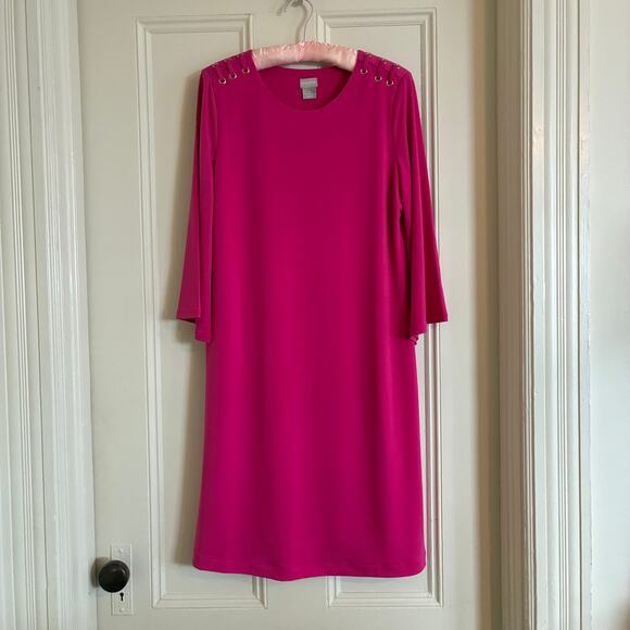 Chico's Dress Size 0 = Womens XS Hot Pink Flowy Sleeves Midi Glam - Picture 1 of 8